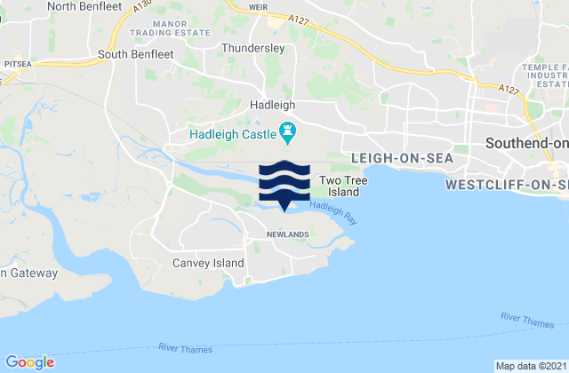 Mapa de mareas Canvey Island, United Kingdom