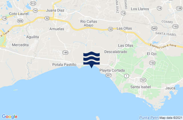 Mapa de mareas Caonillas Abajo Barrio, Puerto Rico