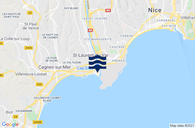 Mapa de mareas Cap 3000, France