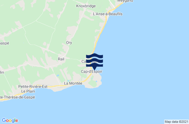 Mapa de mareas Cap D'espoir, Canada