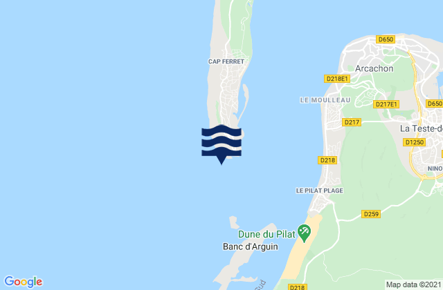 Mapa de mareas Cap Ferret, France