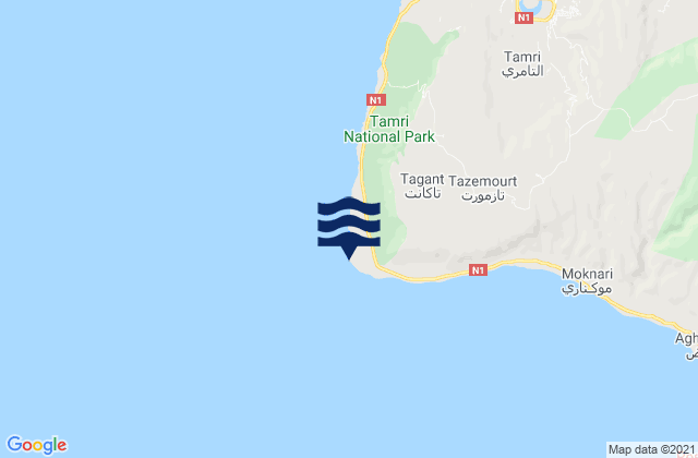 Mapa de mareas Cap Ghir, Morocco
