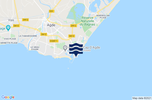 Mapa de mareas Cap d'Agde, France