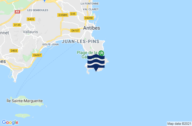 Mapa de mareas Cap d'Antibes, France