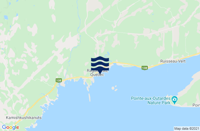 Mapa de mareas Cap de Ragueneau, Canada
