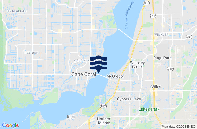 Mapa de mareas Cape Coral Bridge, United States