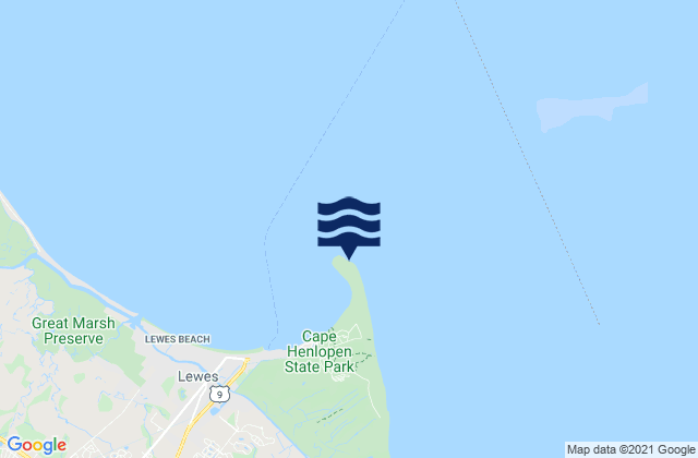 Mapa de mareas Cape Henlopen, United States