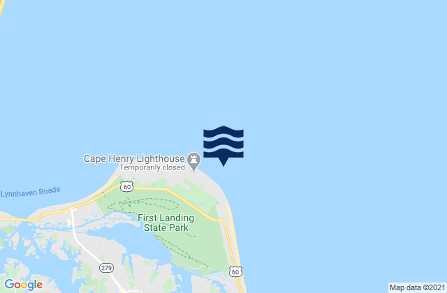 Mapa de mareas Cape Henry Light 0.7 mile east of, United States