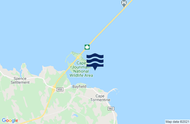 Mapa de mareas Cape Jourimain, Canada