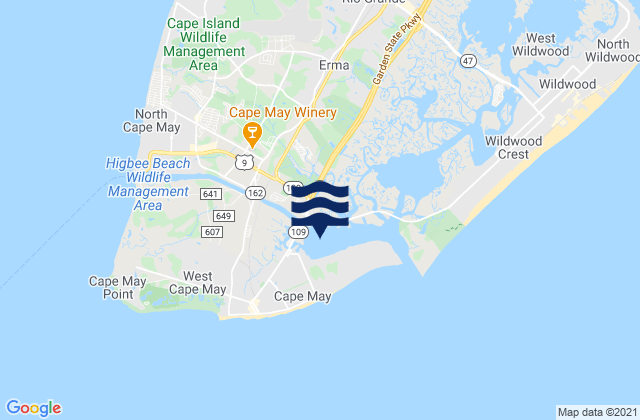 Mapa de mareas Cape May Canal east end, United States