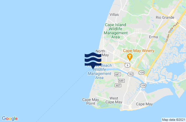 Mapa de mareas Cape May Canal west end, United States