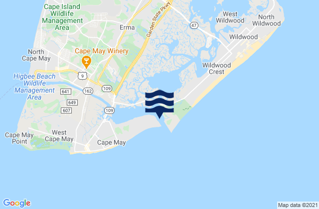 Mapa de mareas Cape May Harbor entrance, United States
