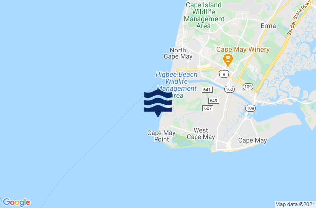 Mapa de mareas Cape May Point Sunset Beach, United States