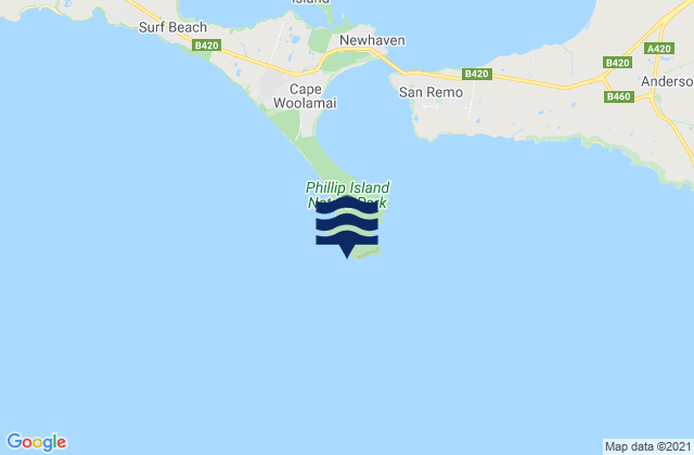 Mapa de mareas Cape Woolamai, Australia