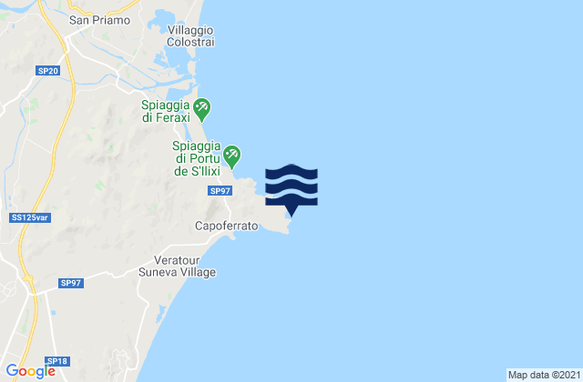 Mapa de mareas Capo Ferrato, Italy