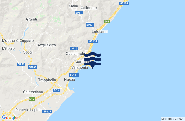 Mapa de mareas Capo di Taormina, Italy
