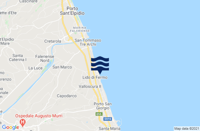 Mapa de mareas Capodarco, Italy