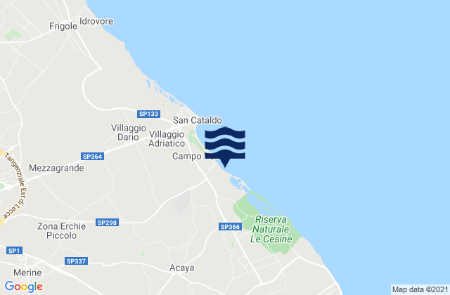 Mapa de mareas Caprarica di Lecce, Italy