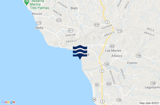 Mapa de mareas Caracol Barrio, Puerto Rico