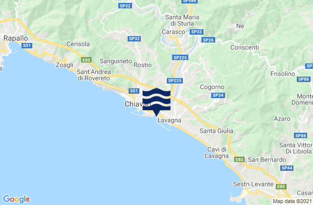 Mapa de mareas Carasco, Italy