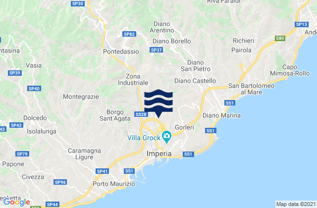 Mapa de mareas Caravonica, Italy