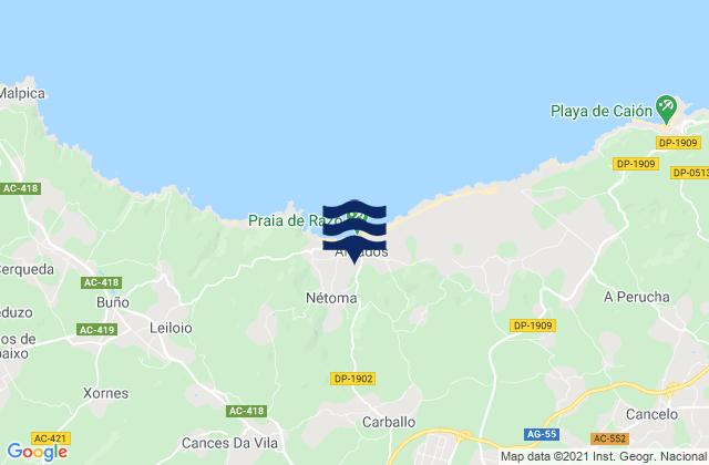 Mapa de mareas Carballo, Spain