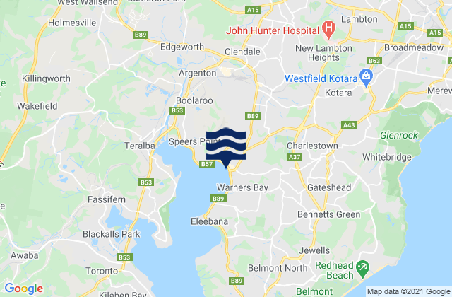 Mapa de mareas Cardiff, Australia