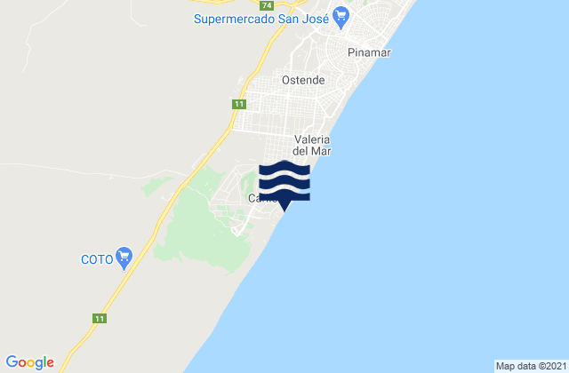 Mapa de mareas Cariló, Argentina
