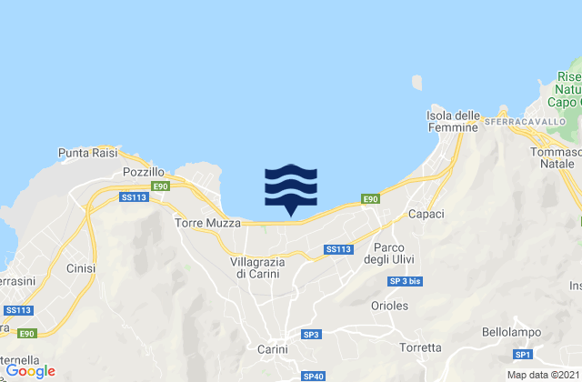 Mapa de mareas Carini, Italy