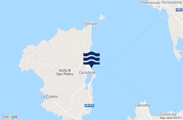 Mapa de mareas Carloforte, Italy