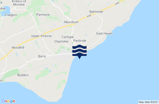 Mapa de mareas Carnoustie Bay, United Kingdom