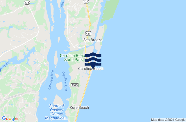 Mapa de mareas Carolina Beach, United States