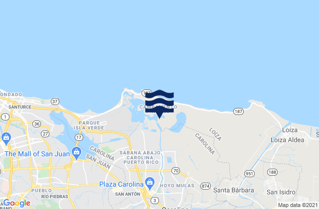 Mapa de mareas Carolina Municipio, Puerto Rico