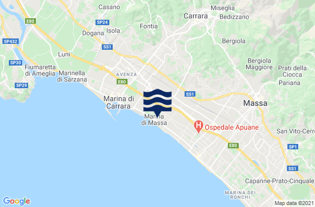 Mapa de mareas Carrara, Italy