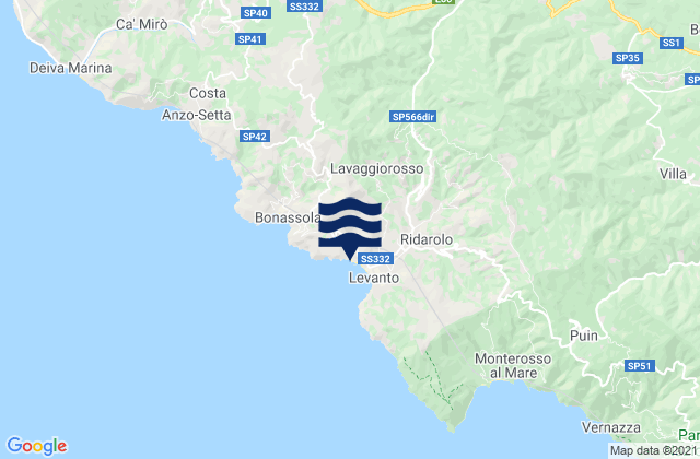 Mapa de mareas Carrodano, Italy