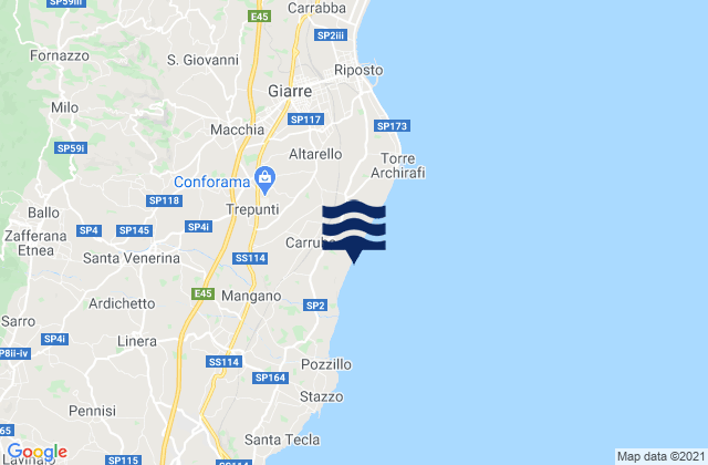 Mapa de mareas Carruba, Italy