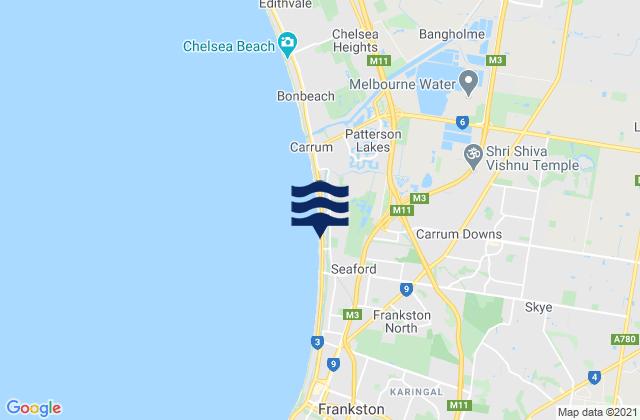 Mapa de mareas Carrum Downs, Australia