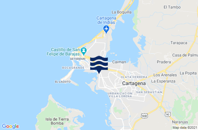 Mapa de mareas Cartagena, Colombia