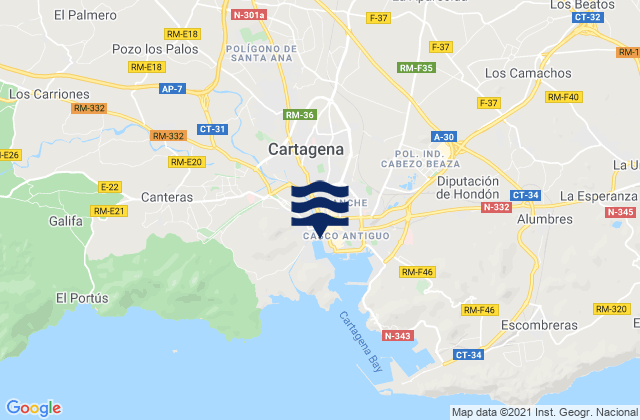 Mapa de mareas Cartagena, Spain