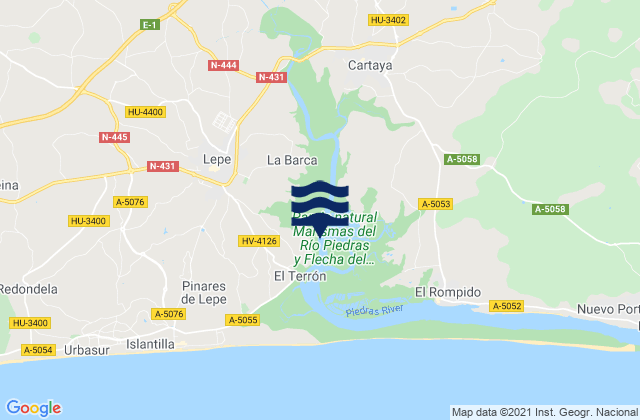 Mapa de mareas Cartaya, Spain