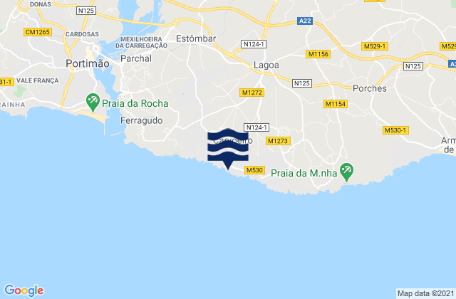 Mapa de mareas Carvoeiro, Portugal