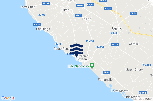 Mapa de mareas Casarano, Italy
