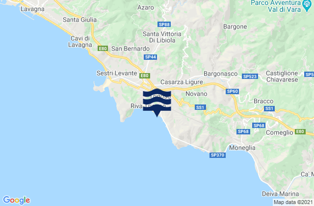 Mapa de mareas Casarza Ligure, Italy