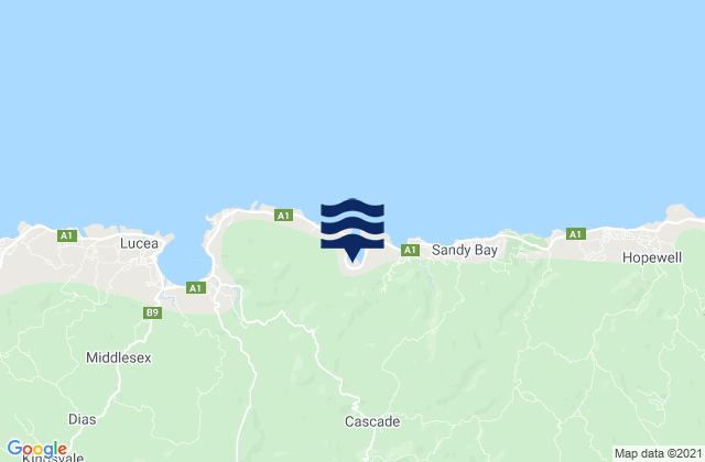 Mapa de mareas Cascade, Jamaica