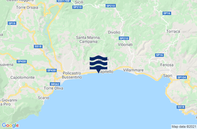 Mapa de mareas Caselle in Pittari, Italy