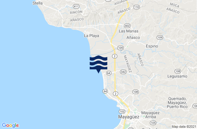 Mapa de mareas Casey Abajo Barrio, Puerto Rico