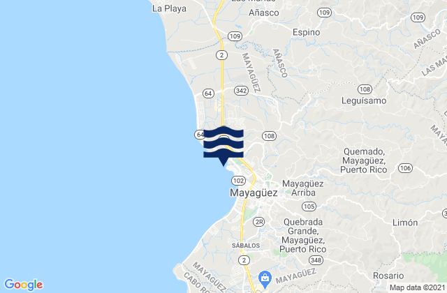 Mapa de mareas Casey Arriba Barrio, Puerto Rico