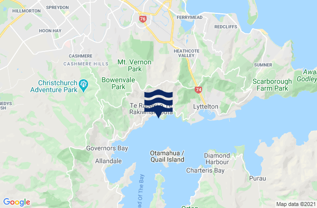 Mapa de mareas Cass Bay, New Zealand