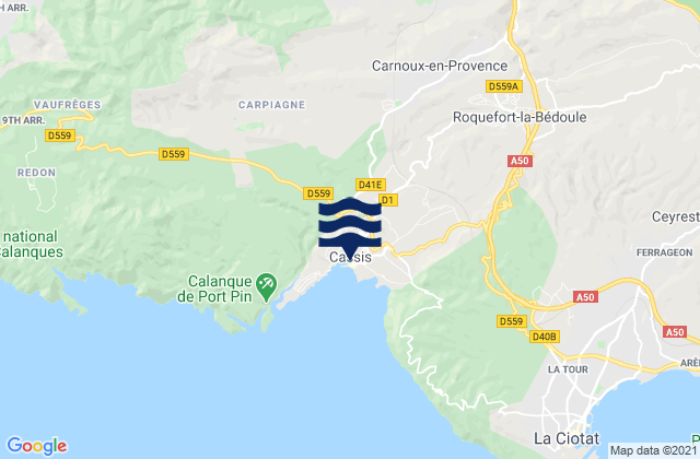 Mapa de mareas Cassis, France