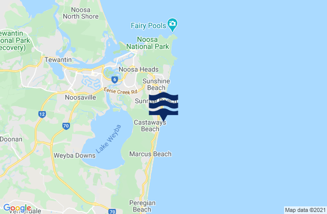 Mapa de mareas Castaways Beach, Australia